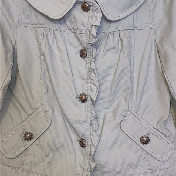 Loft Beige Ruffle Jacket Size M - Picture 3 of 9